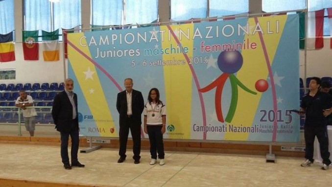Laura Picchio sul podio dei Campionati Italiani Juniores di Bocce
