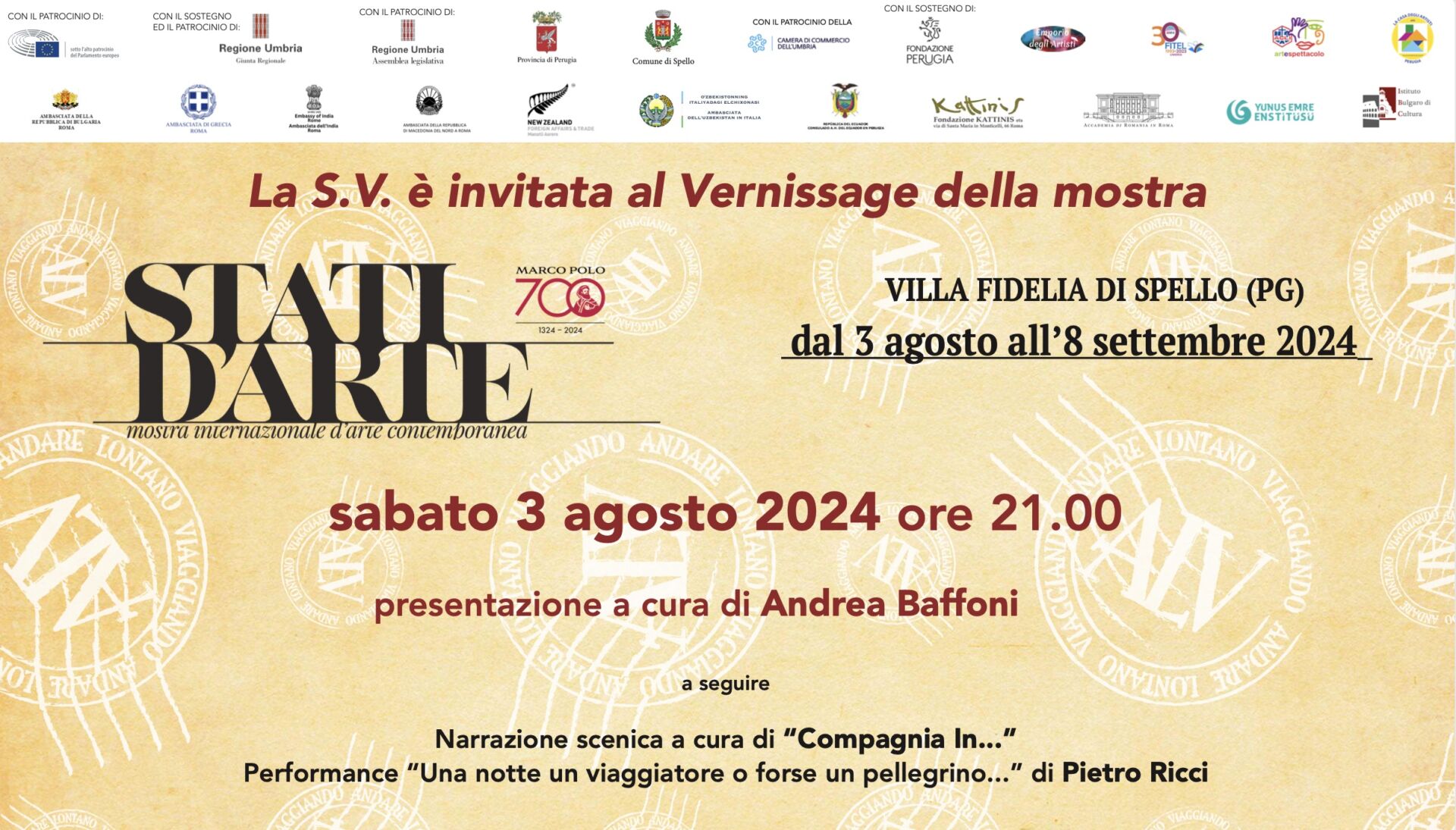A Villa Fidelia di Spello torna “Stati d’arte”, dedicata a Marco Polo
