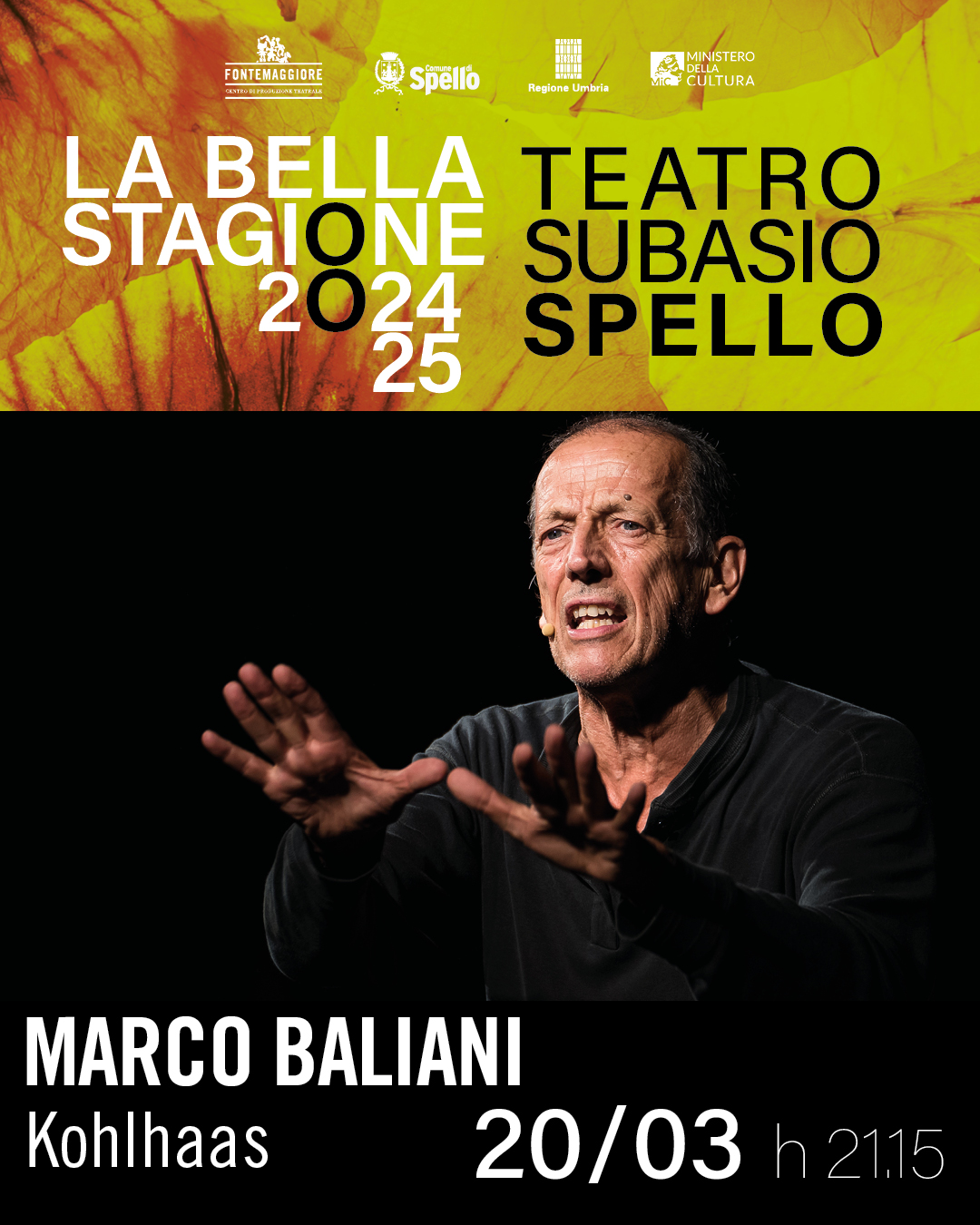 Al Teatro Subasio di Spello in scena lo spettacolo "Kohlhaas"